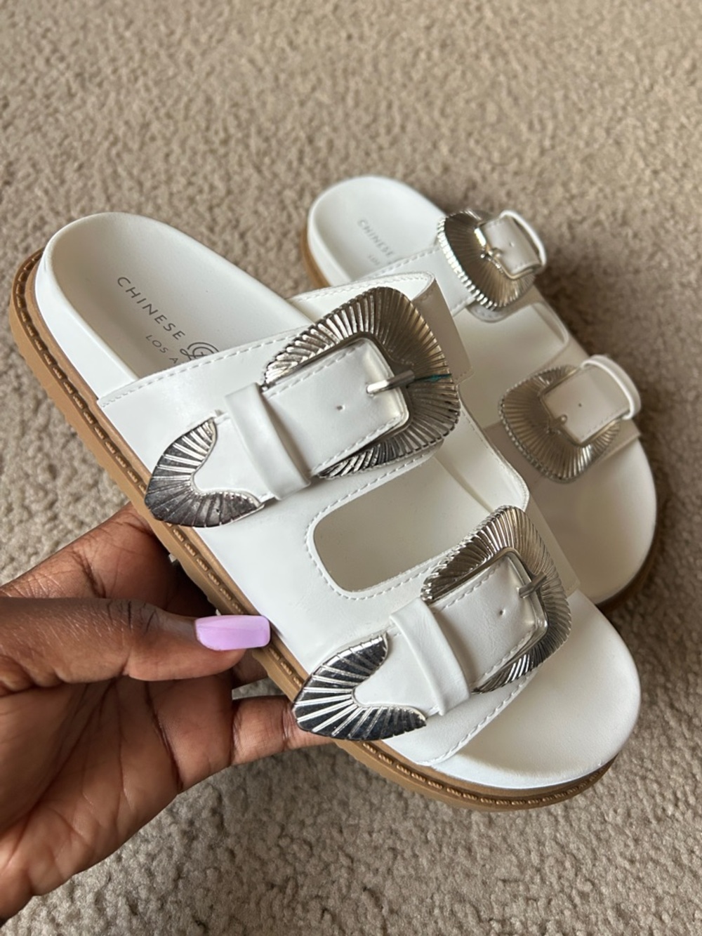 Chinese Laundry White Ramsie Buckle Sandal